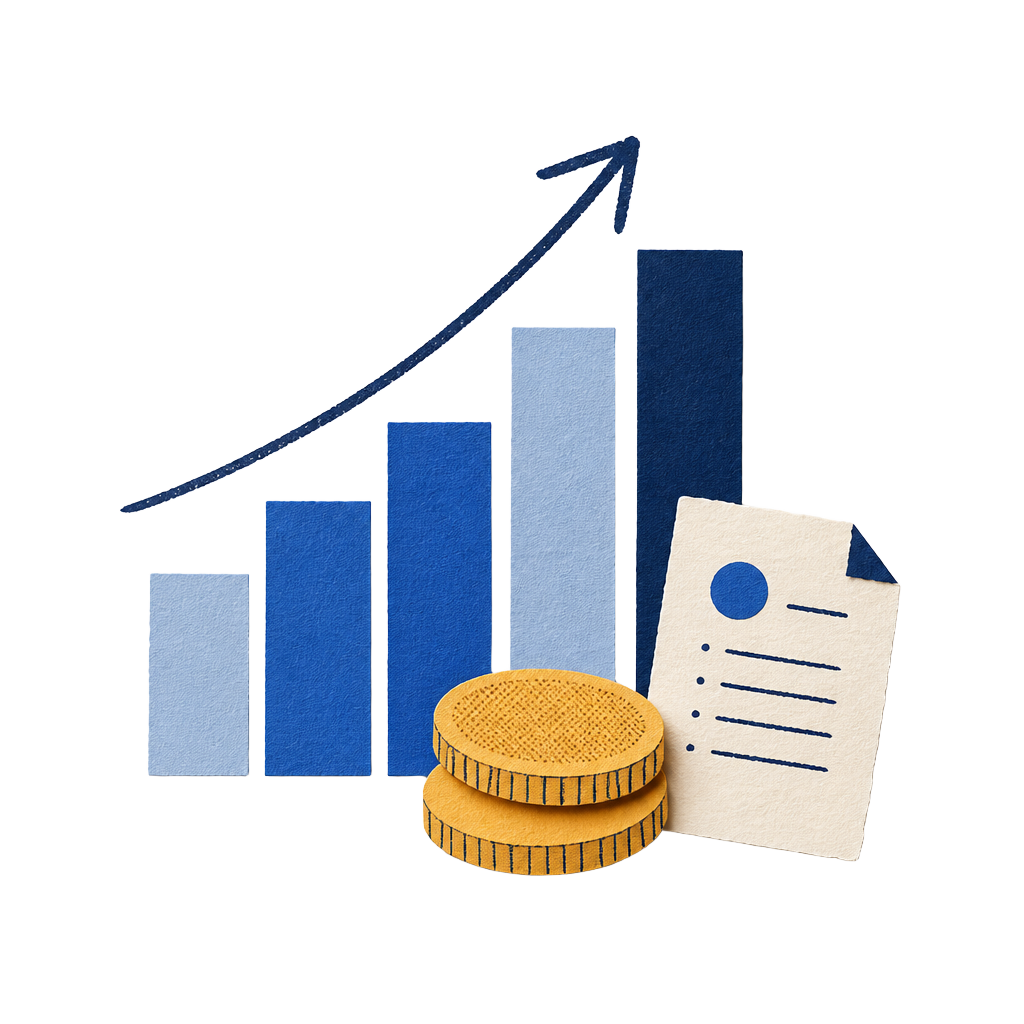 Investing & Growing Wealth — Financial Futures paper collage illustration